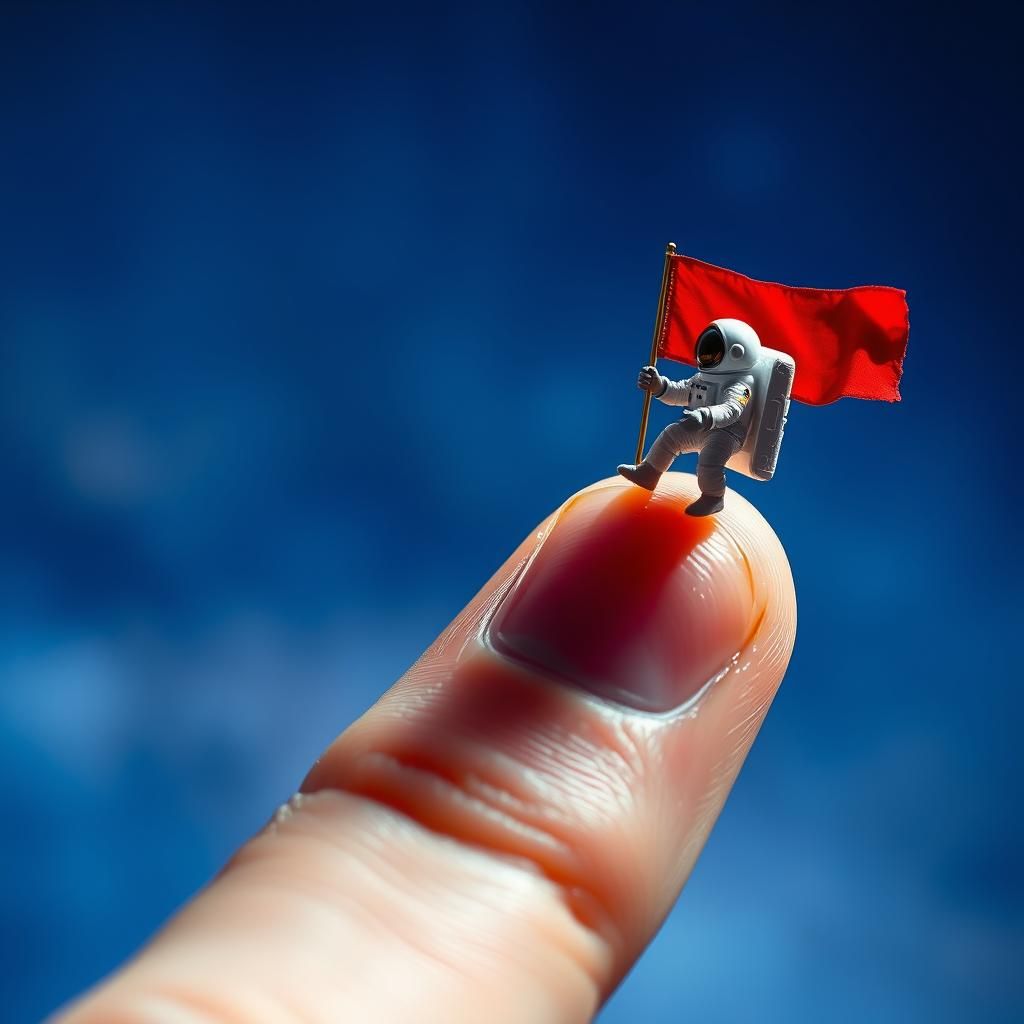 Astronaut's Tiny Mission: A Cosmic Fingertip Flag