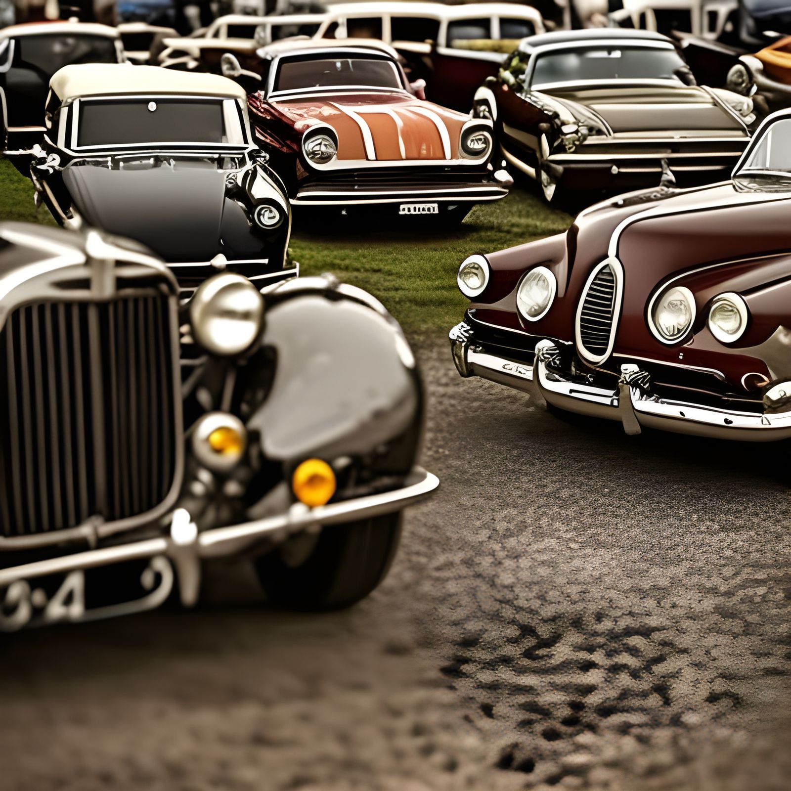 Vintage Cars Gathering: Sepia Retro Photography