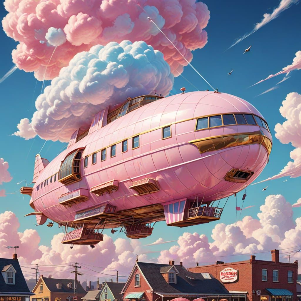 Retro Airship Cotton Candy Shop Advertisement