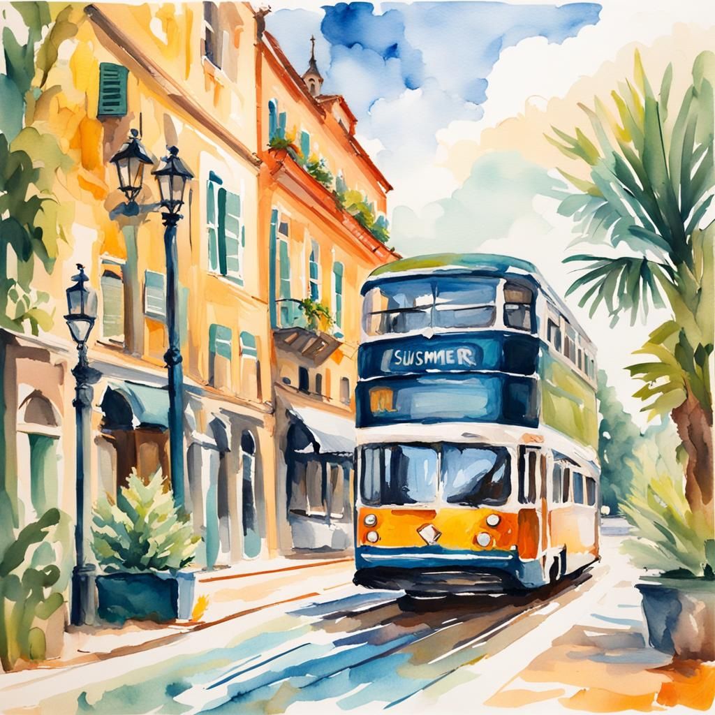 Summer Travel Sticker and Logo in Gouache Style