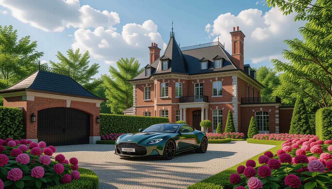 Victorian Chateau with Aston Martin in Monet Style
