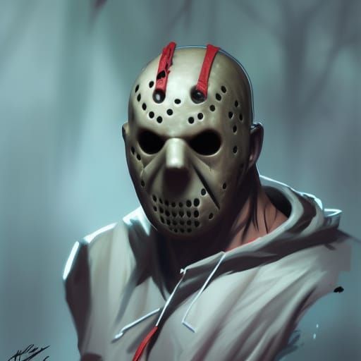 Sinister Jason Voorhees Portrait in Hyperdetailed Digital Ar...