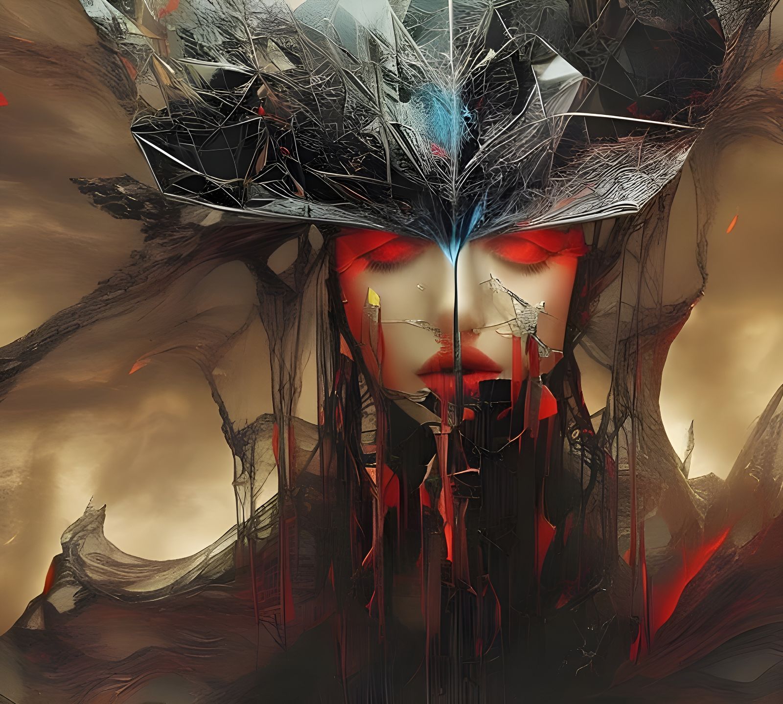 Broken Heart Portrait in Surreal Photorealistic Style