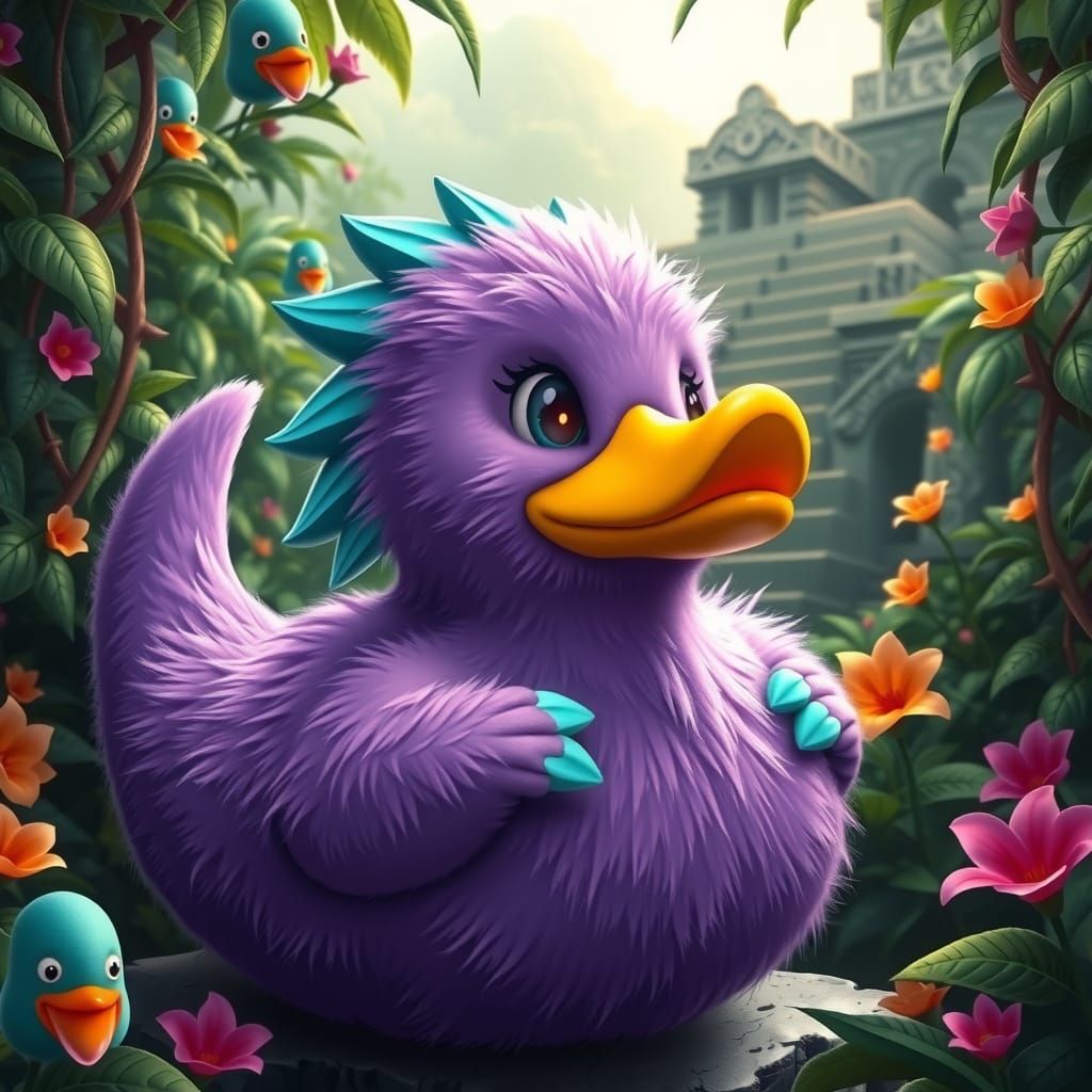 Super Fluffy Grape Rubber Duck Aztec Dragon of the Jungle