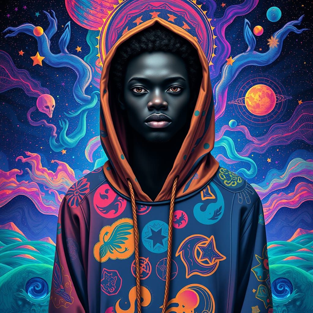 Psychedelic Silhouette: A Surreal and Detailed Image