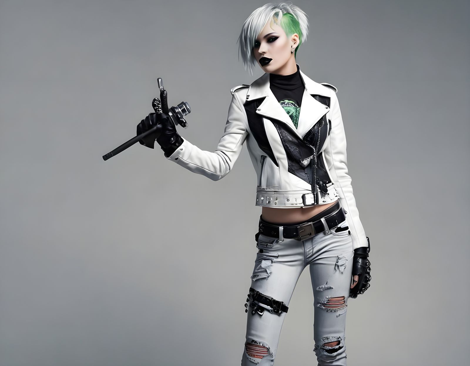 Cyberpunk Gothic Female in Bold Attire