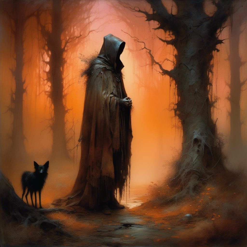 Mystical Forest Edge at Dusk in Romantic Style