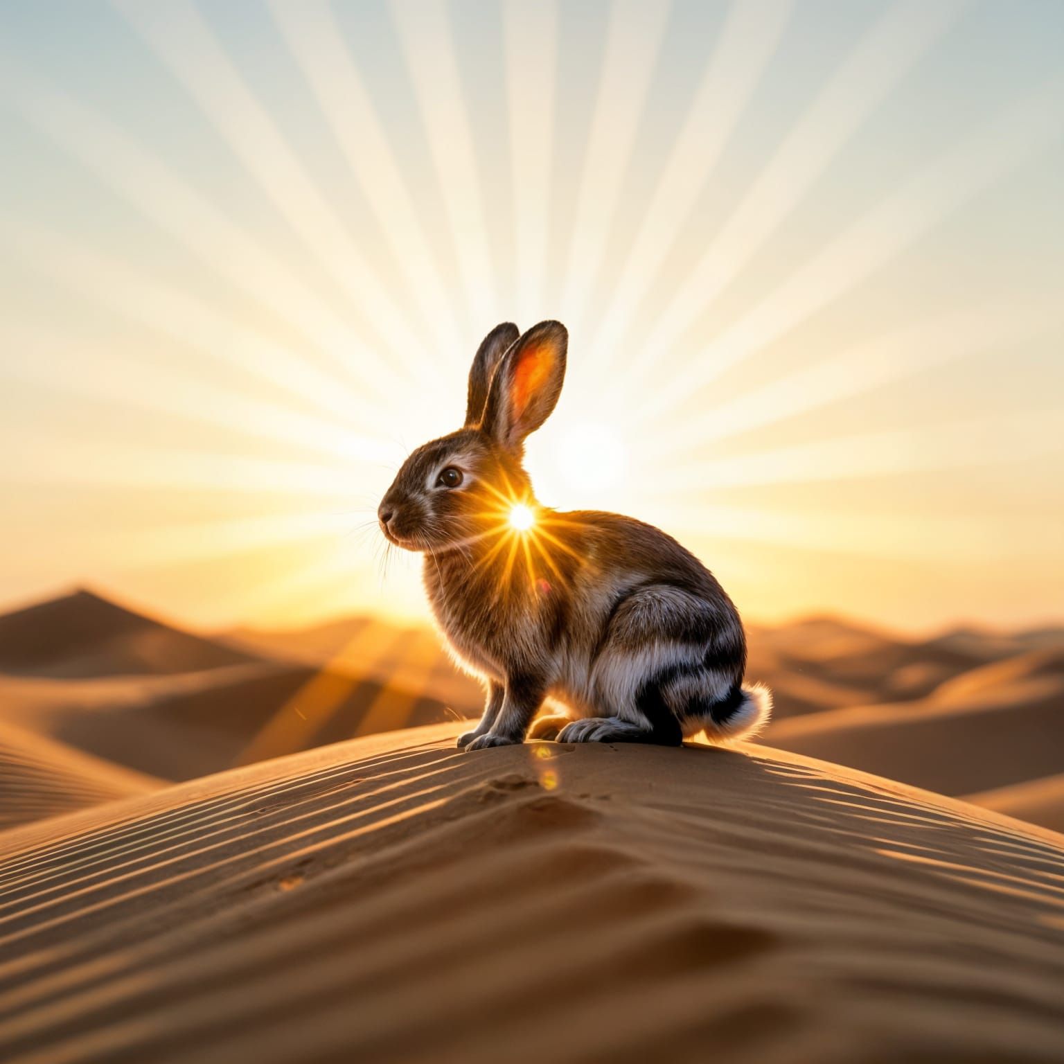 Retro Rabbit Double Exposure in Morning Light