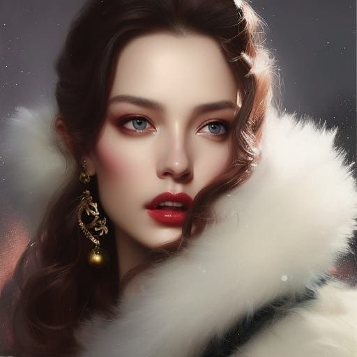 Christmas Belle Portrait in Hyper-Realistic Style