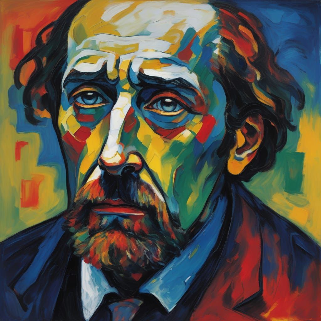 Expressionist Portrait of a Brooding Poet in Munch's Style