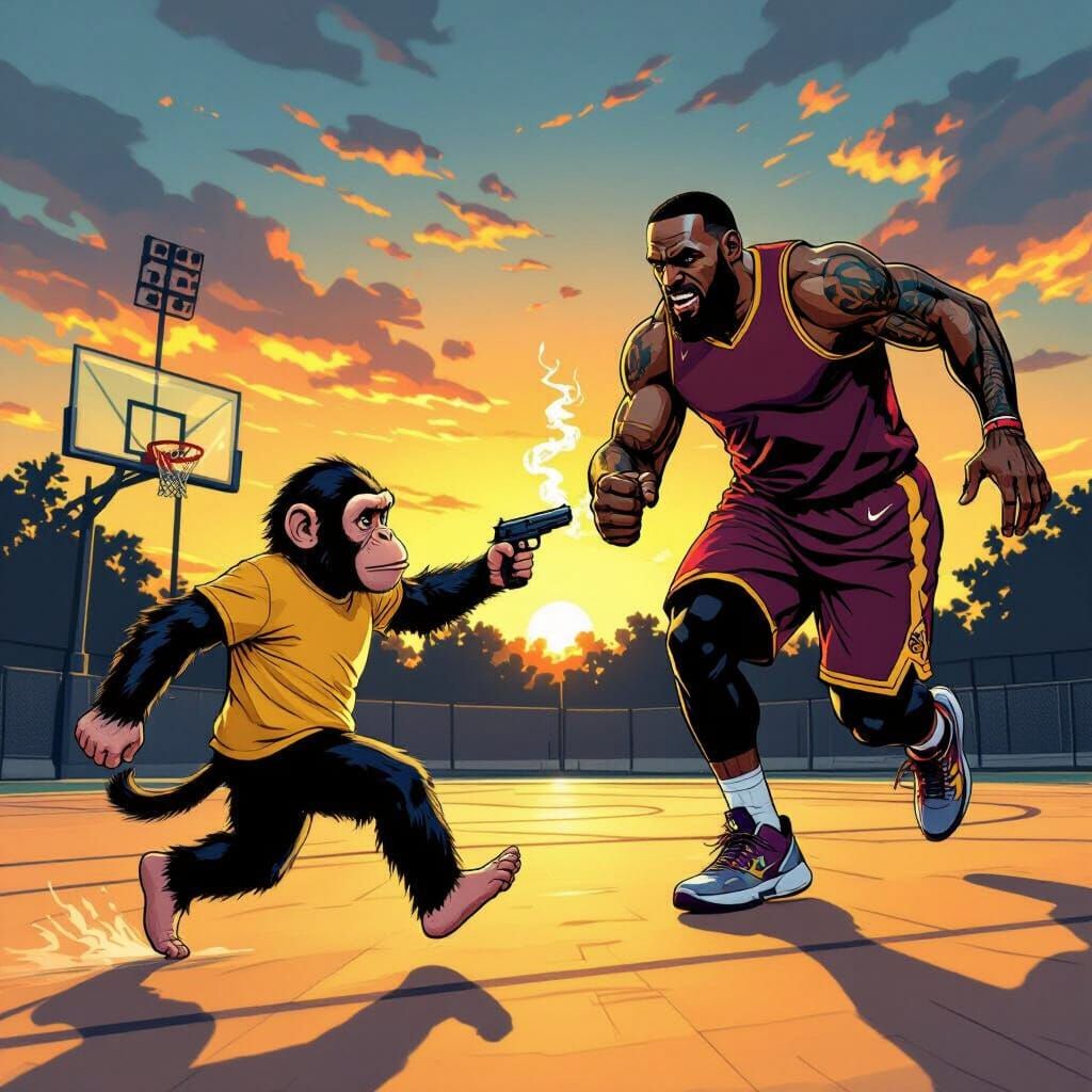 Chimpanzee Flees LeBron James on Basketball Court