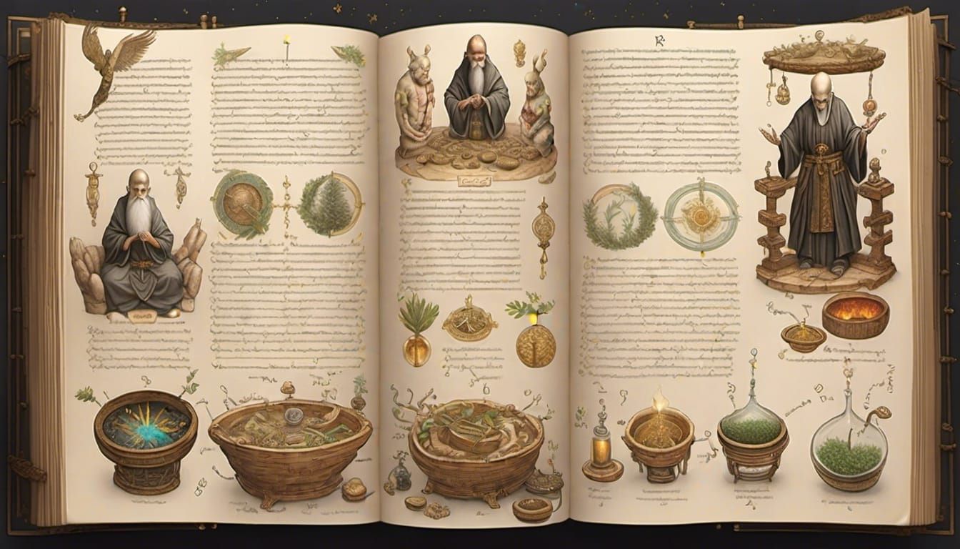 Ancient Chinese Medicine Scroll With Herbal Illustrations