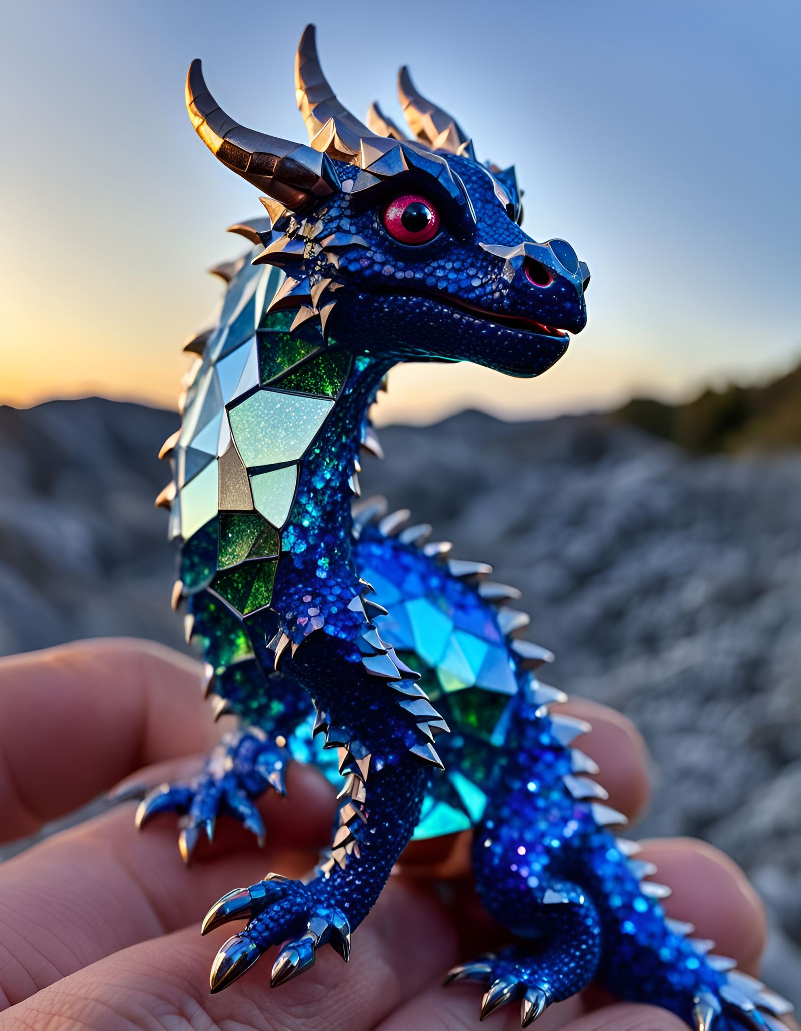 Crystallographic Dragon on Girl's Shoulder: Dawn Light