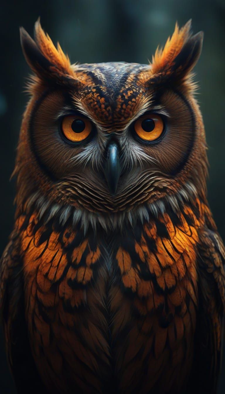 Mystical Zouwu-Owl Portrait in Vibrant Colors
