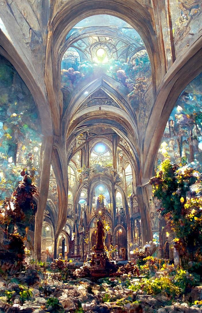 Elaborate Cathedral Interior in Honeypunk Style
