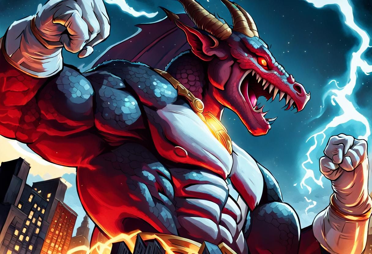 Colossal Dragon Gargoyle in Comic Book Art