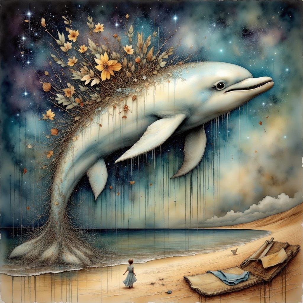 Surreal Dolphin Dreamscape in Surrealist Style