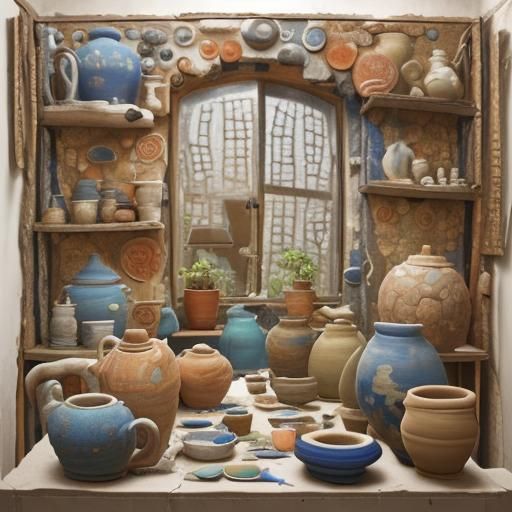 Eccentric Wabi Sabi Pottery Collage