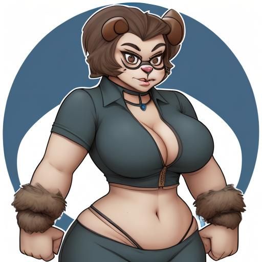 Cartoon Bison Woman with Kind Expression