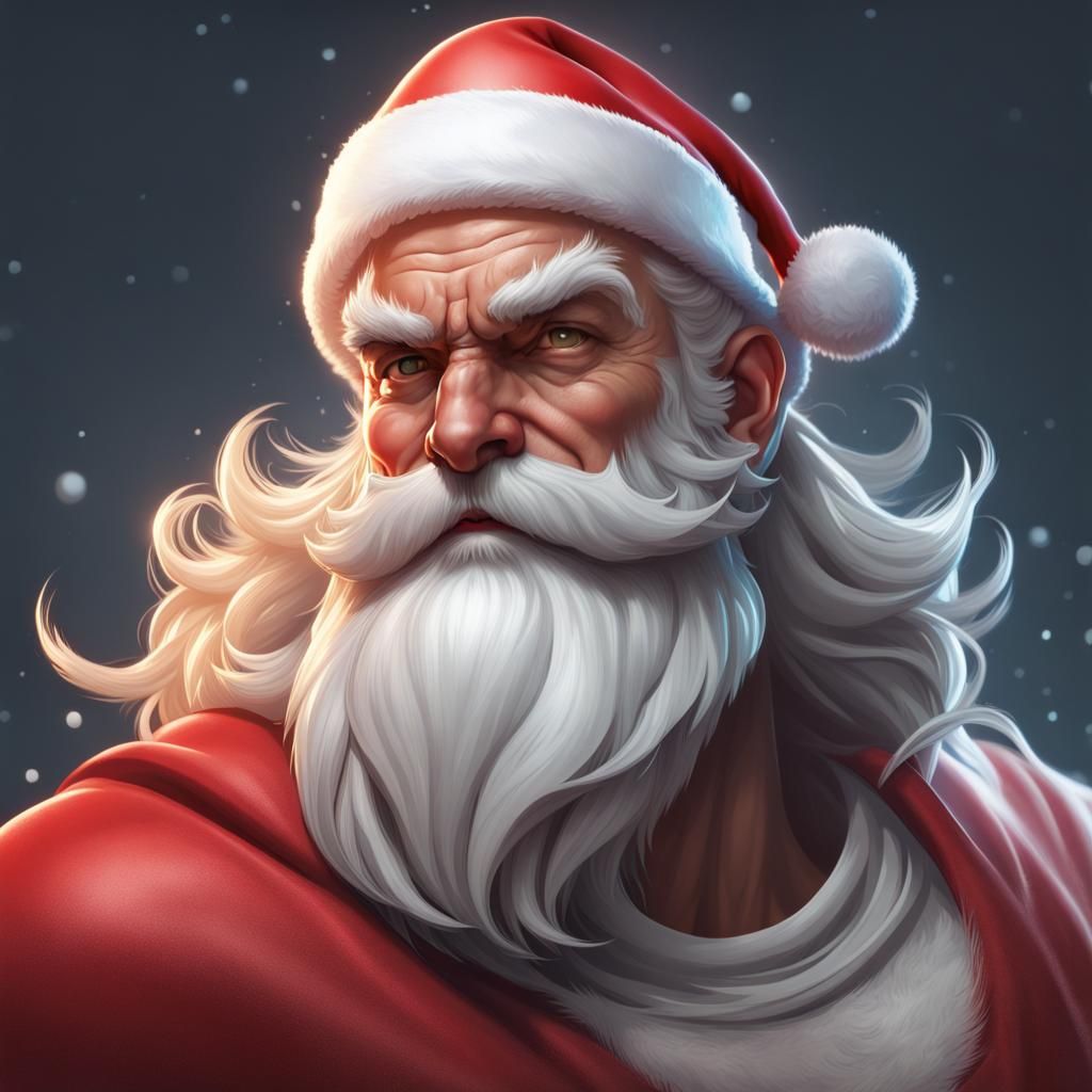 Superhero Santa Claus Portrait in Art Nouveau Style