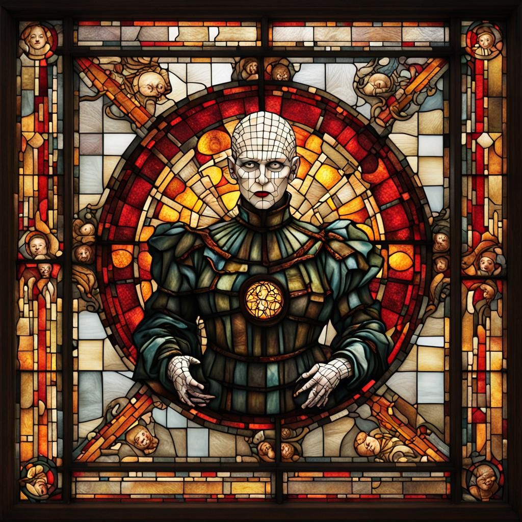 Hellraiser's Pinhead in Stained Glass