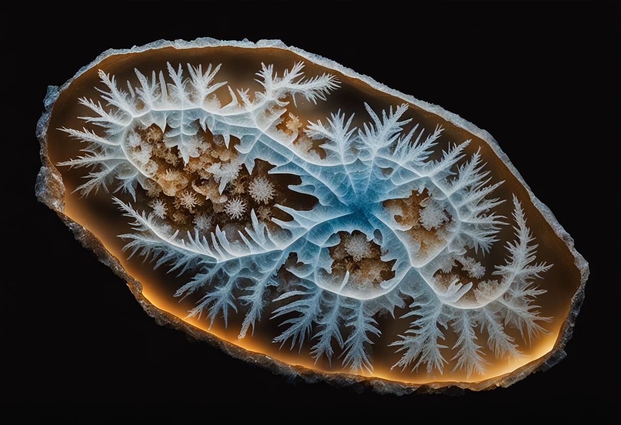 Icy Cave Arachnoidiscus Fossil in Surrealist Style