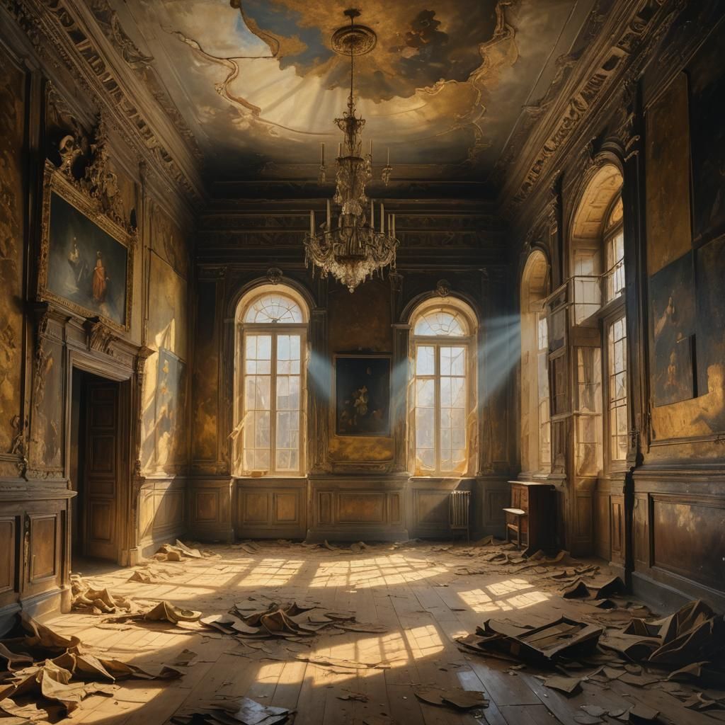 Baroque Fading Opulence in Forgotten Palace Halls