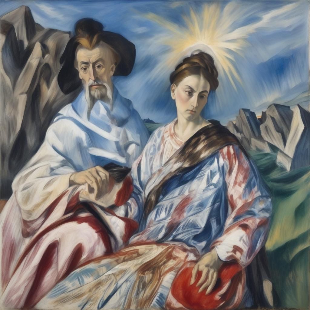 Figures Realize Their Mistake: Portrait in Classic Style