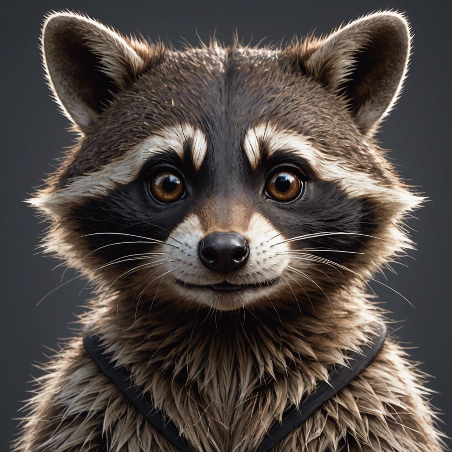 Cute Raccoon Face in Circle, Anime Style