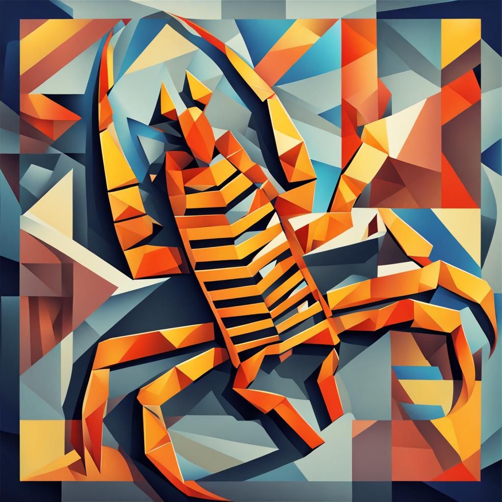 Cubist Scorpion in Geometric Art Deco Style