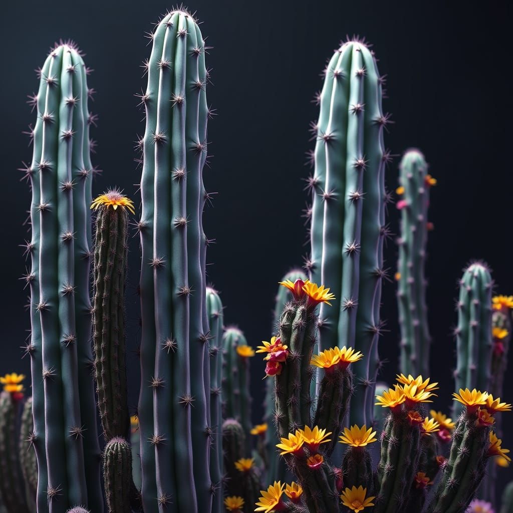 Stoneleaf Cactus in a Dark Fantasy Landscape