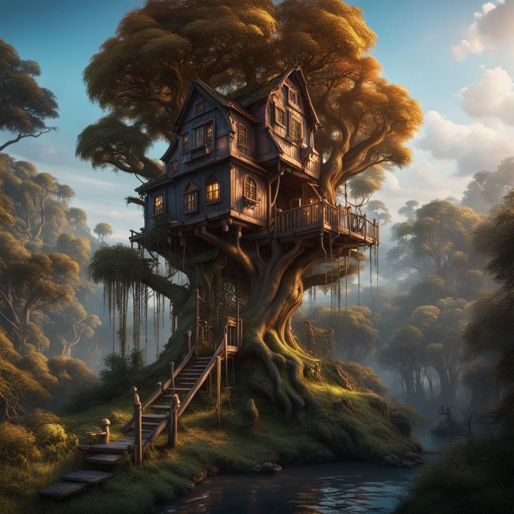 Fantastical Treehouse in Detailed Matte Painting