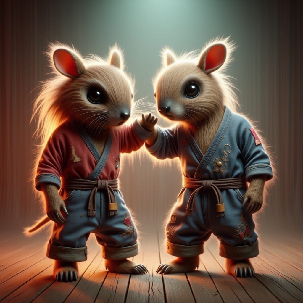 Stunning Wombat Karate Champions in a Dark Apocalyptic World