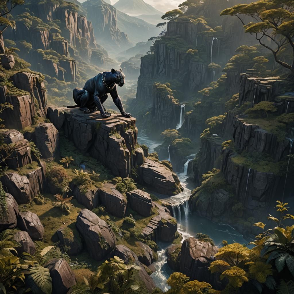 Black Panther Detailed Matte Painting in Deep Color