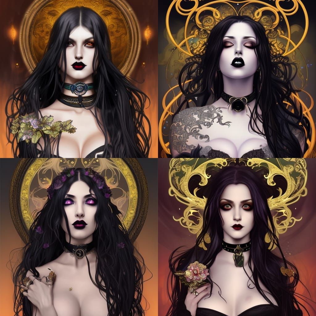 Goth Goddess Portrait in Hyperdetailed Digital Art