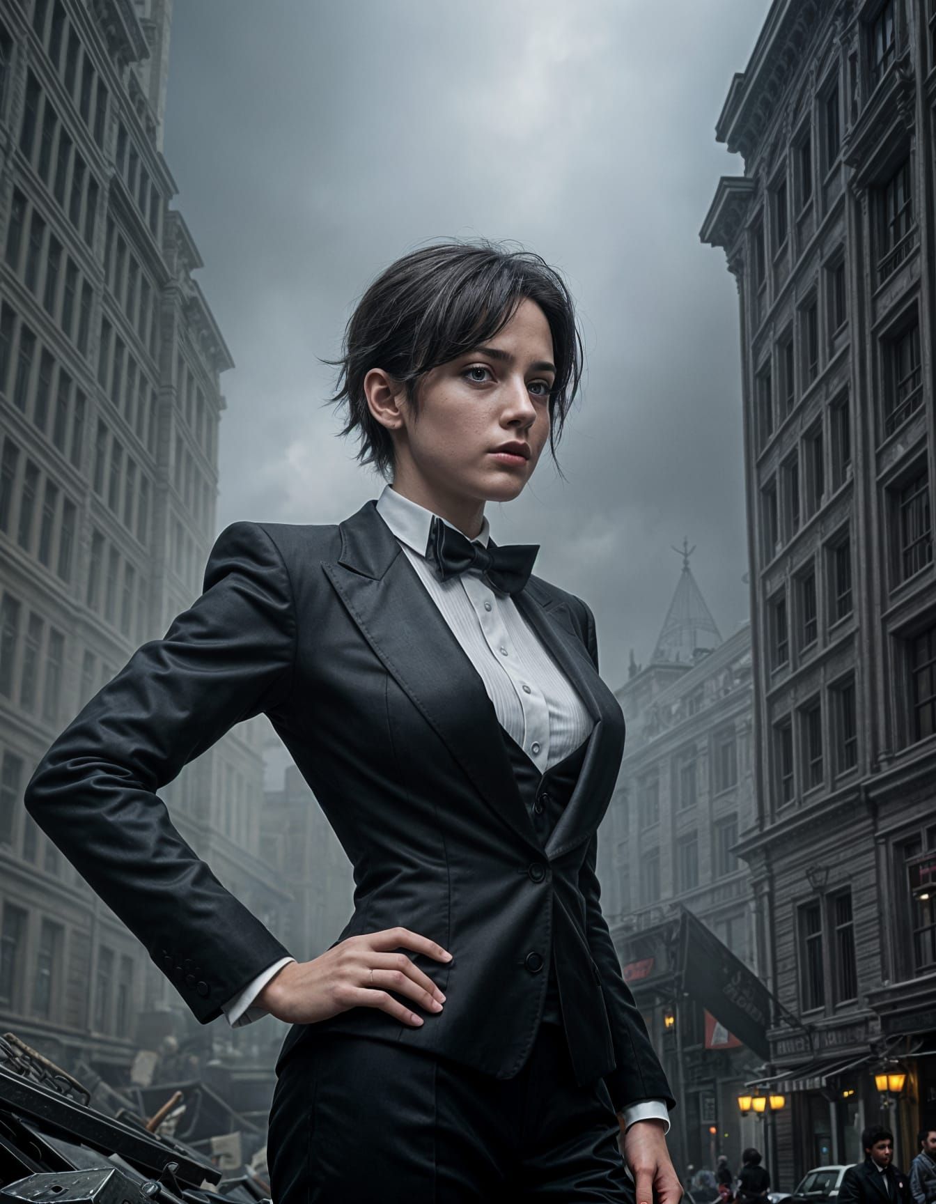 Stunning Digital Tuxedo Portrait in Maximalist Style