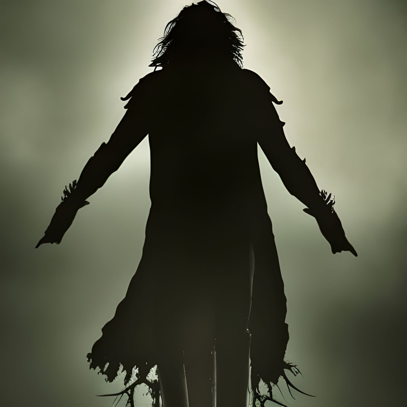 Graveyard Silhouette with Crow and Guitar, Dark Fantasy Art