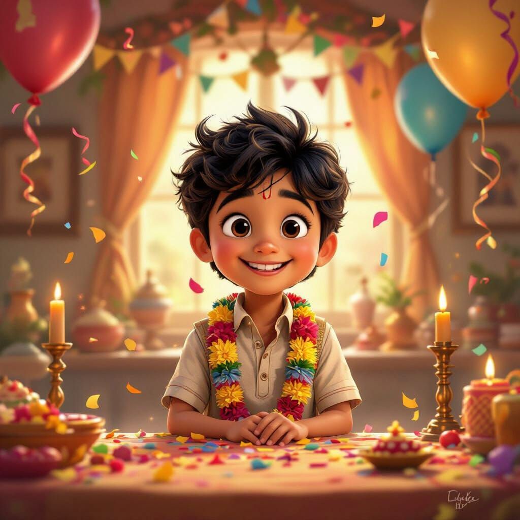 Joyful Indian Boy's Birthday Celebration