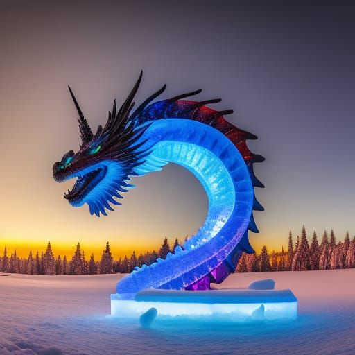 Ice sculpture of a dragon