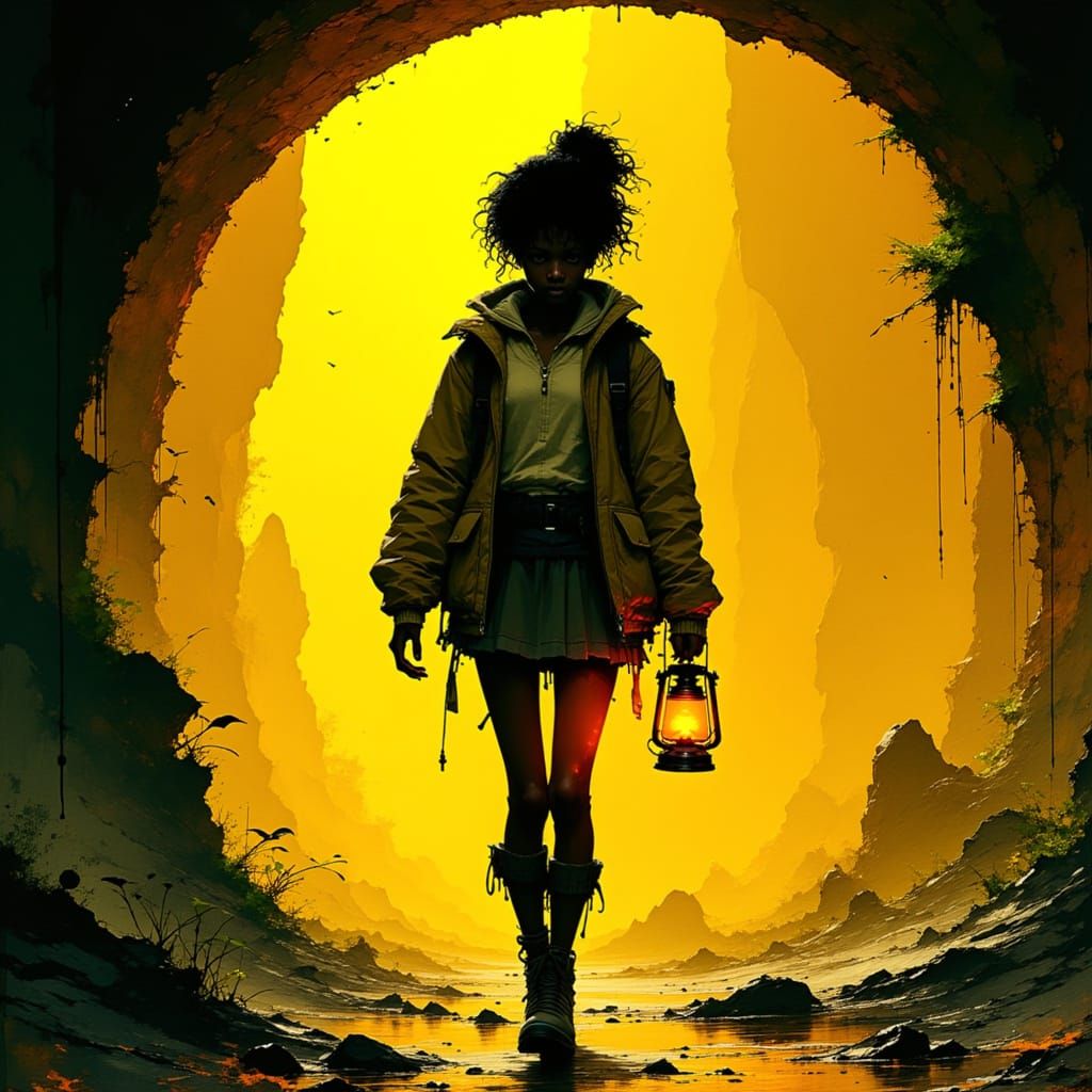 Golden Tunnel Walker in Afrofuturist Style