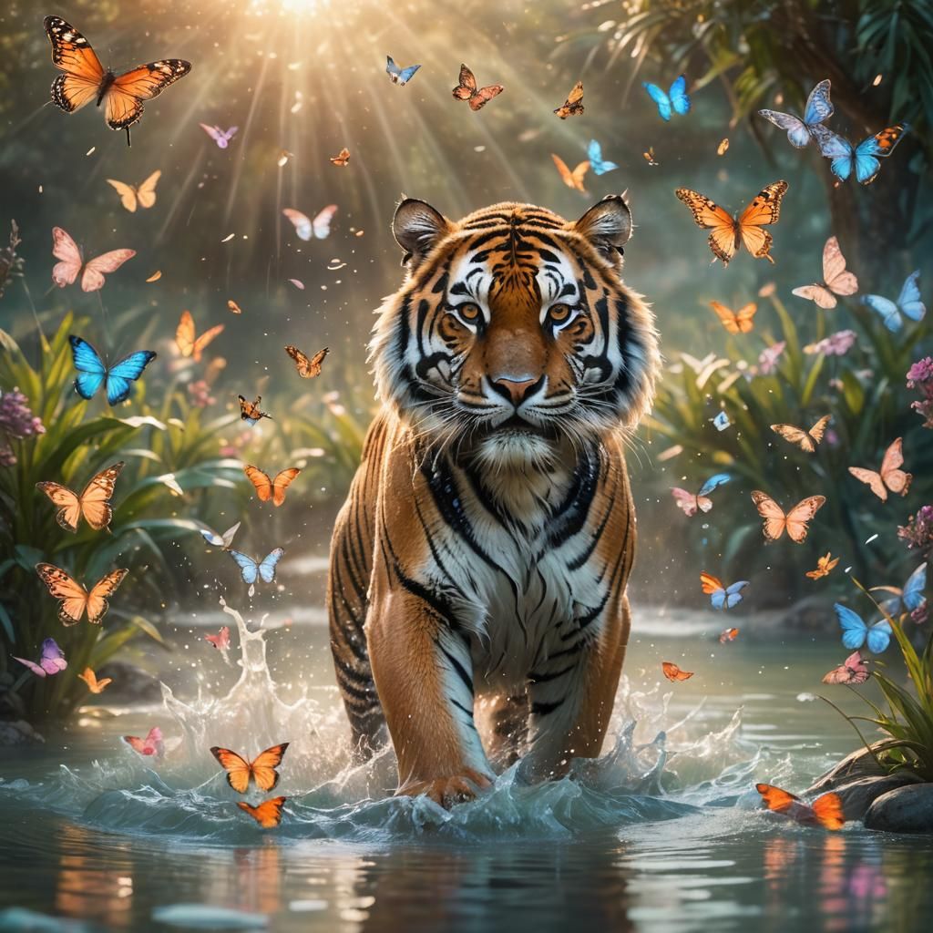 Tiger Emerges at Sunset in Ethereal Light