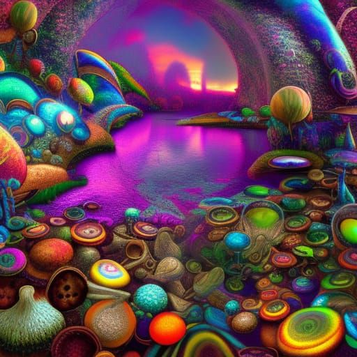 Psychedelic Mushroom: Cosmic Art in Hyperrealistic Detail