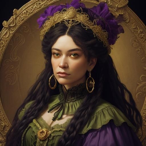 Southern Gothic Voodoo Queen Portrait in Baroque Style