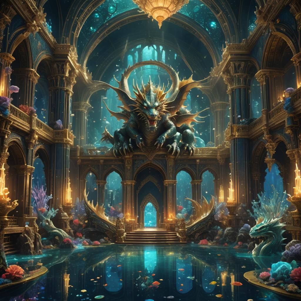 Ethereal Underwater Palace with Dragon King