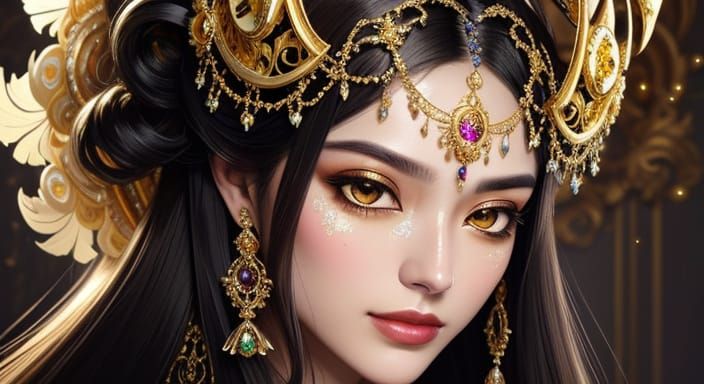 Baroque Alienette Portrait with Gemstone Mask