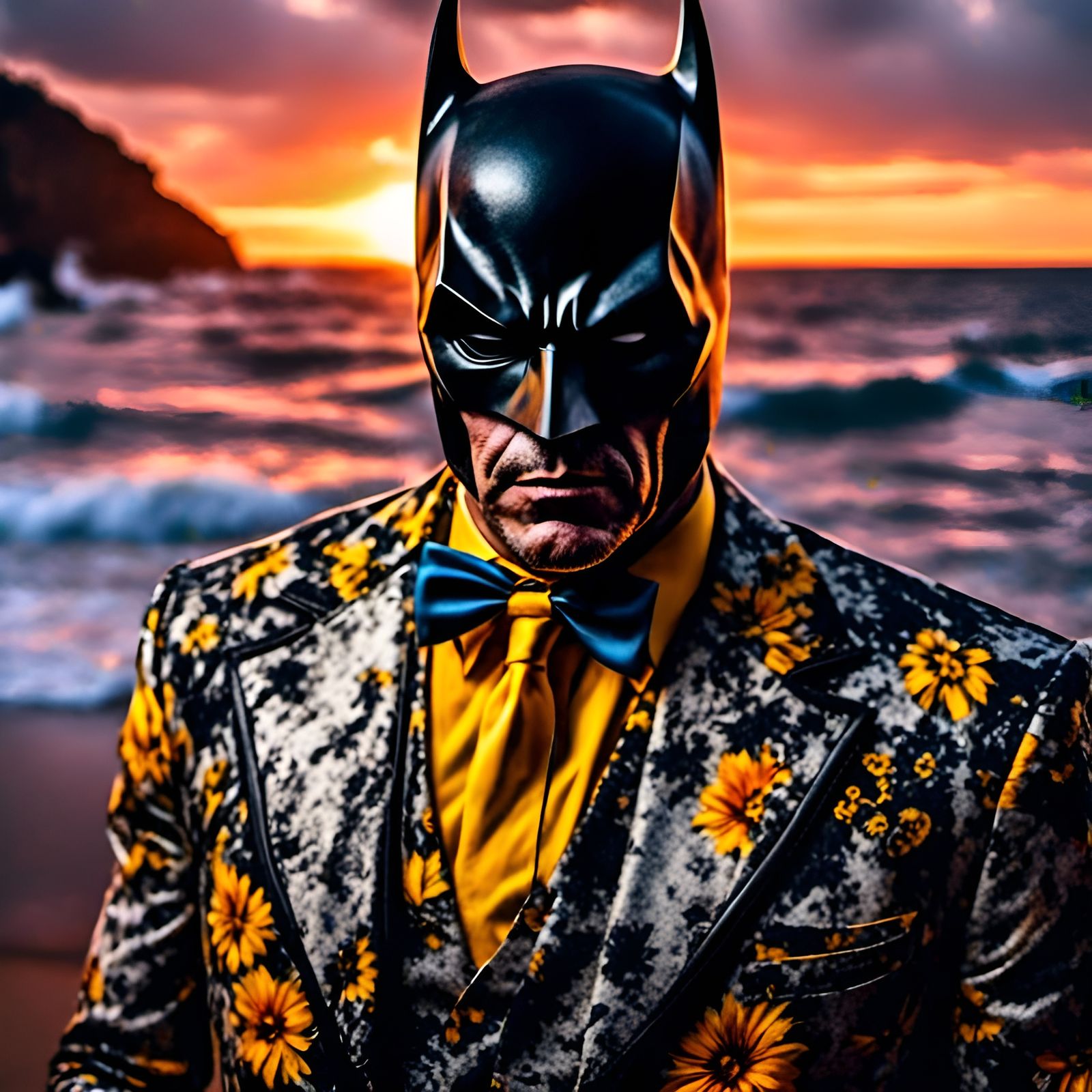 Batman on Vacation: Hyperrealistic Oil Painting
