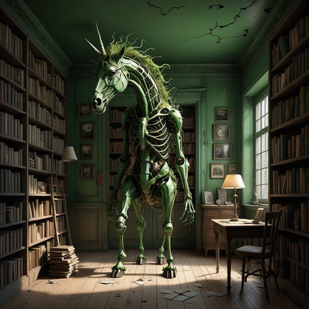 Unusual Unicorn Woman in Burton Style