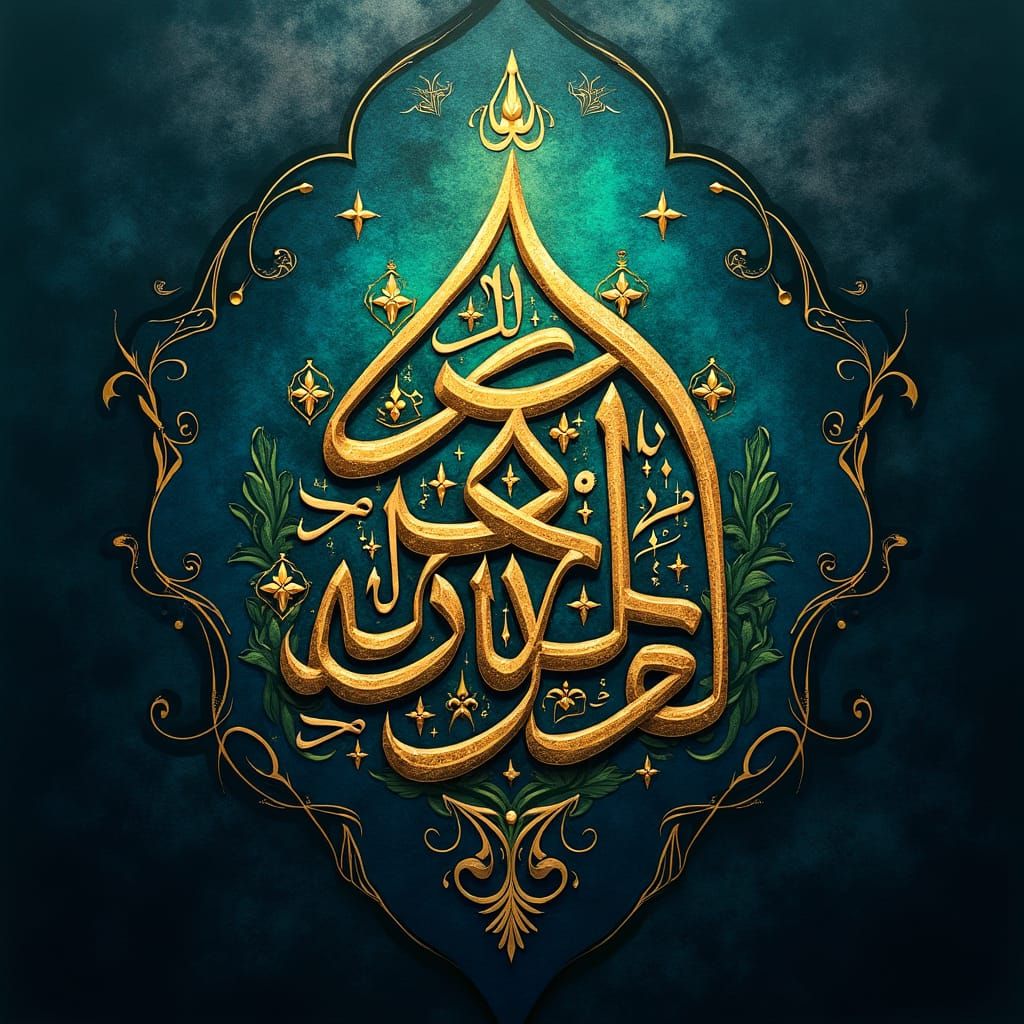 Majestic Arabic Calligraphy in Swirling Script