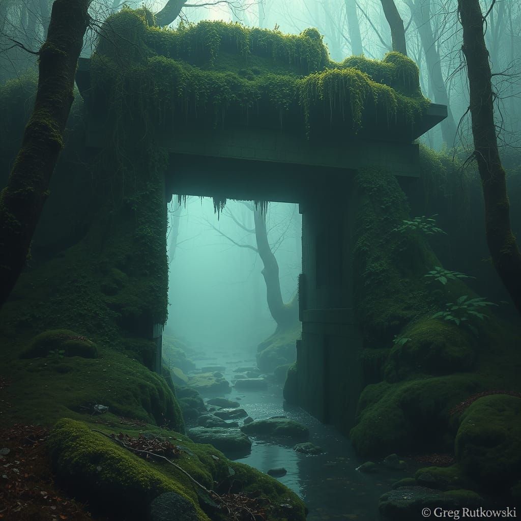 Abandoned Brandenburg Gate Lost Underwater in a Vast Ocean
