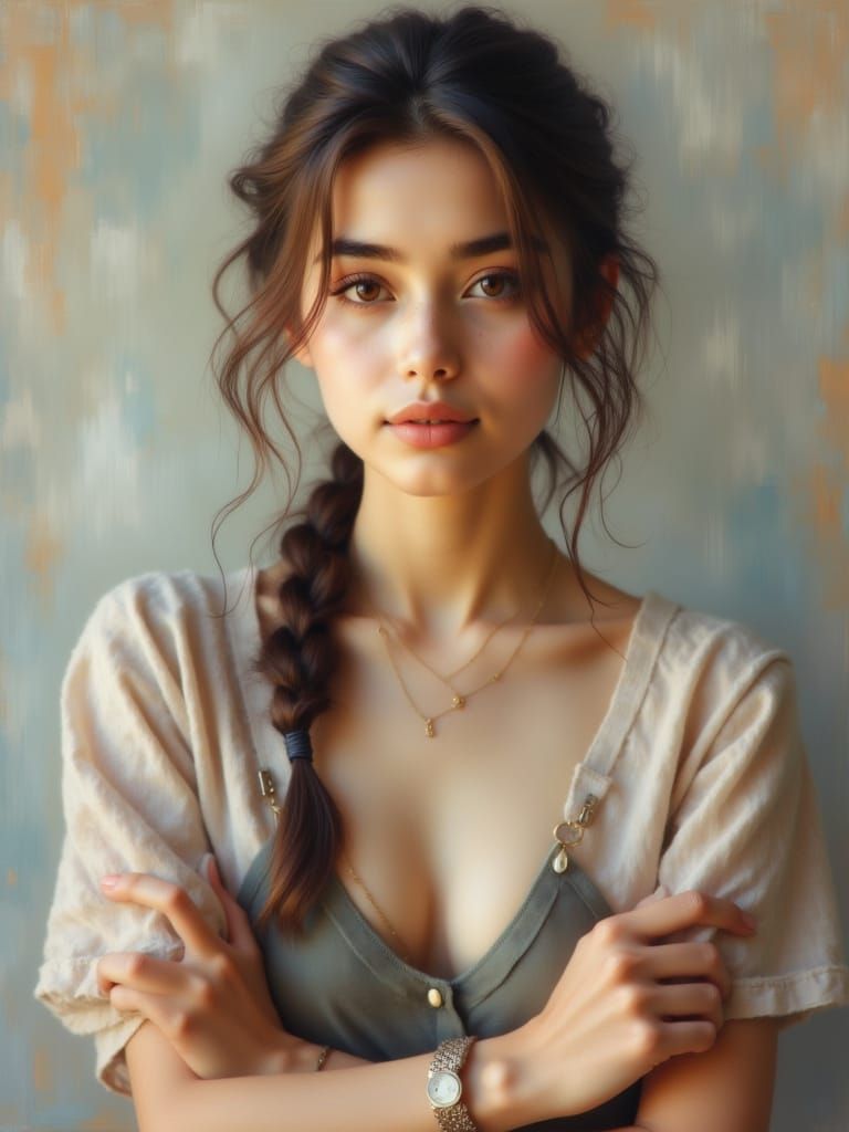 Highly Detailed Portrait of a Young Woman in Soft Studio Lig...